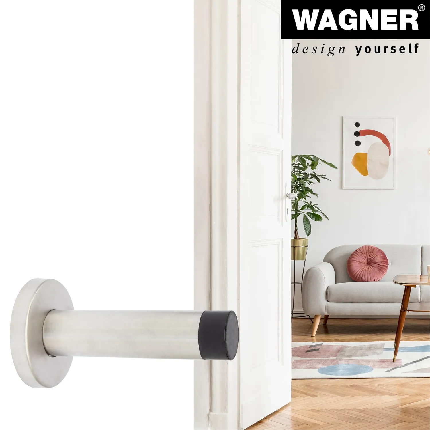 WAGNER Stick 15806411 fermaporta muro zinco satinato