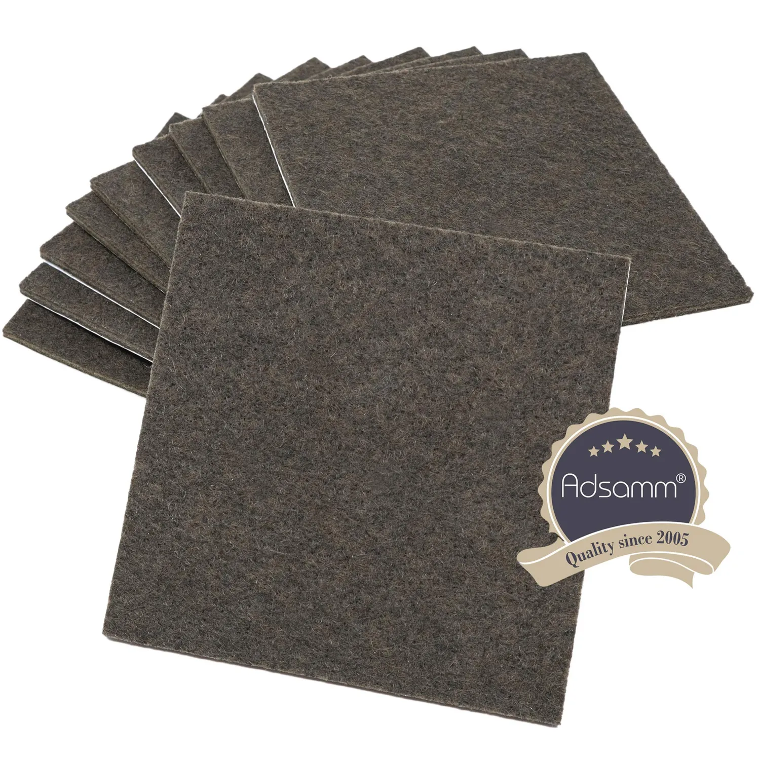 Adsamm Feltro Autoadesivo 100x100 mm Marrone 10 Fogli 3,5 mm