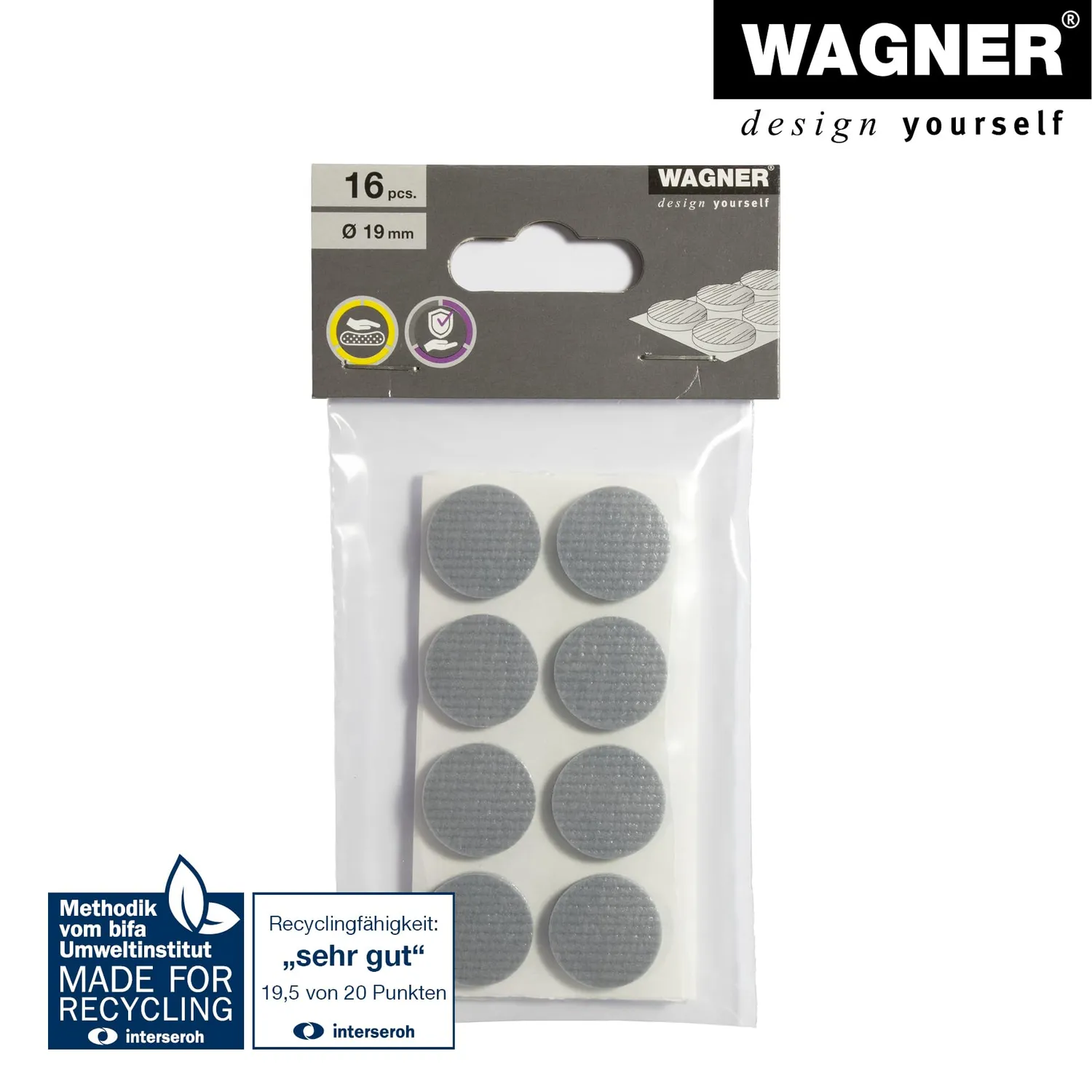 Wagner Soft Pads gommini adesivi 16 pezzi grigi EVA
