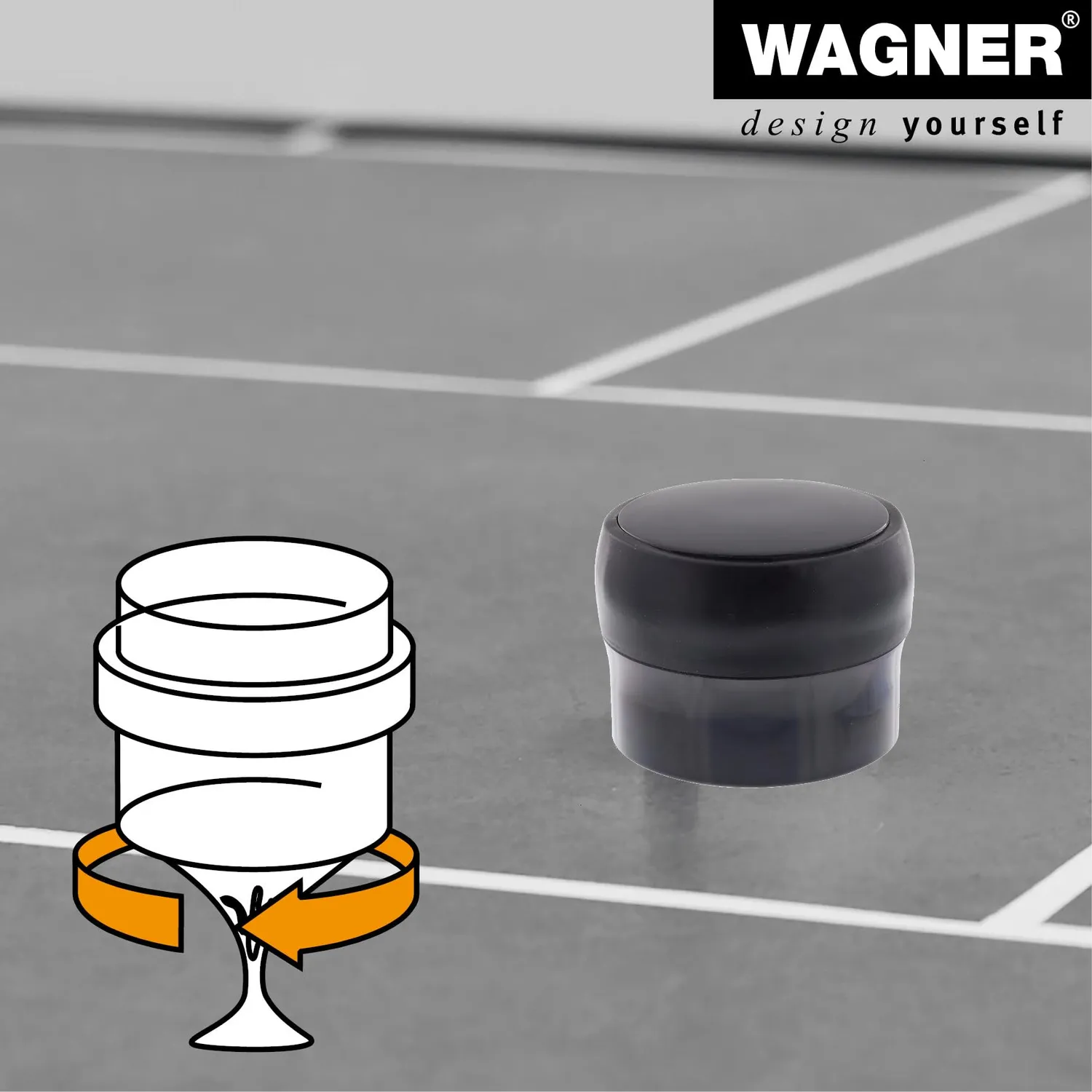 Wagner Black Deluxe fermaporta pavimento Ø40x30mm nero lucido