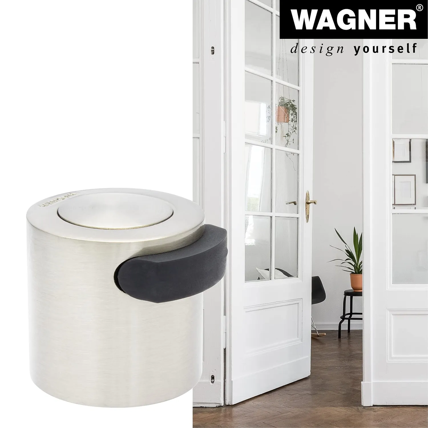 Wagner Fermaporta Pavimento Avvitare Ø 38 mm Effetto Inox