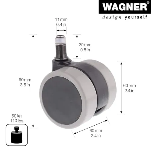 Wagner 01011961 RO 0119 rotella sedia ufficio 60 mm 1 pz