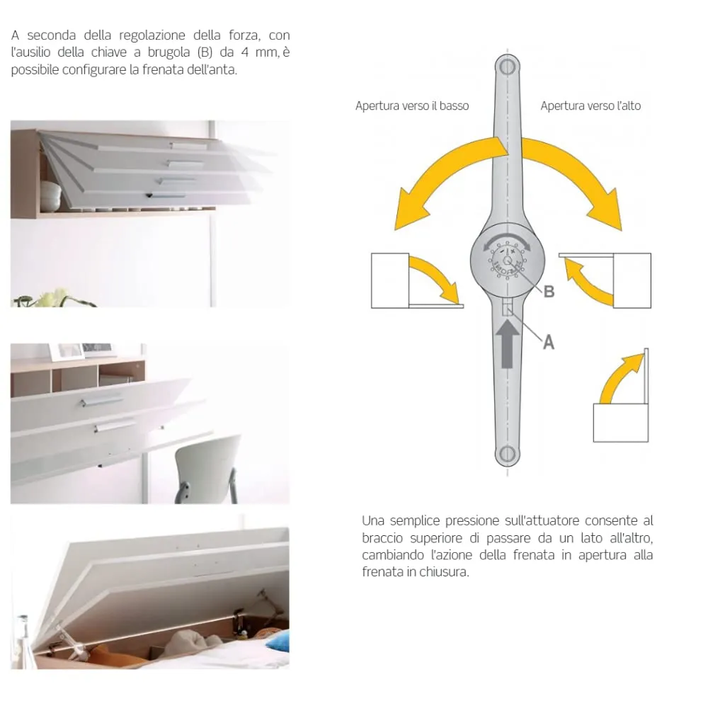 Indaux Delta braccetto anta ribalta 1 pezzo frenata regolabile