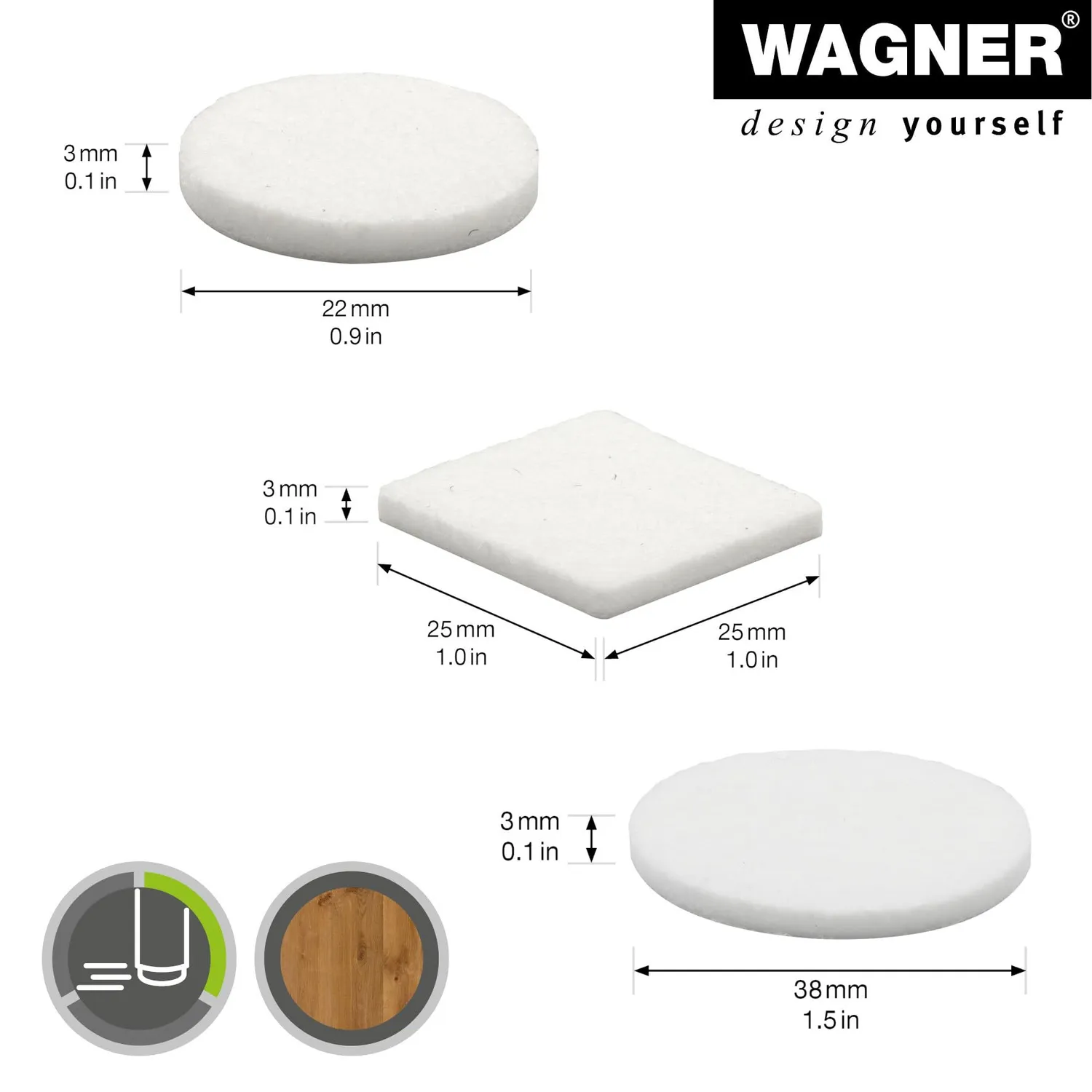 Wagner EH 1774 15177499 feltrini bianchi misti 44 pezzi assortiti
