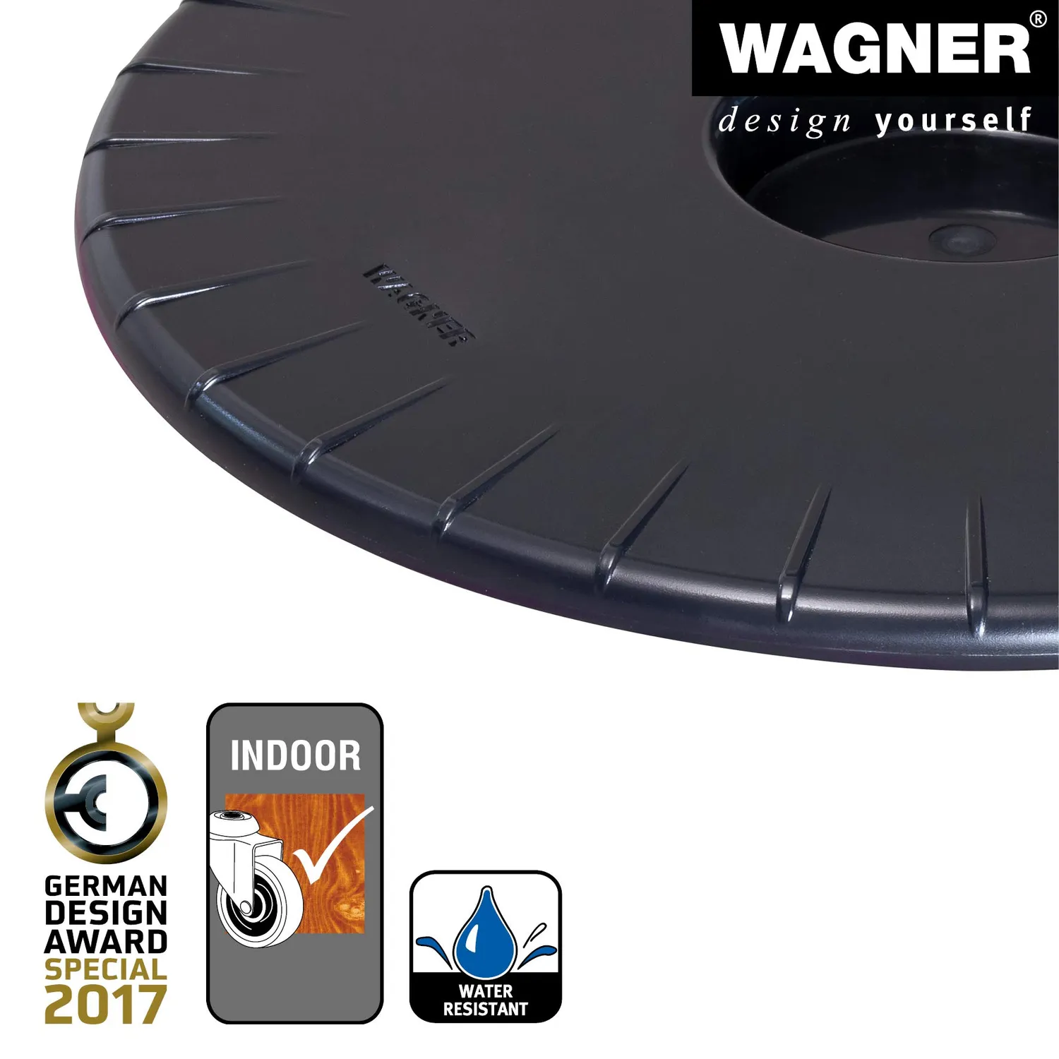 Wagner Ultraflat Sottovaso Ruote Ø30x2,5 cm Nero 100 kg