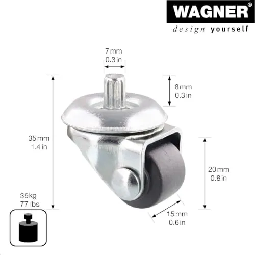 Wagner 03075901 RO 0759 rullo cassettiera perno 7 mm portata 35 kg