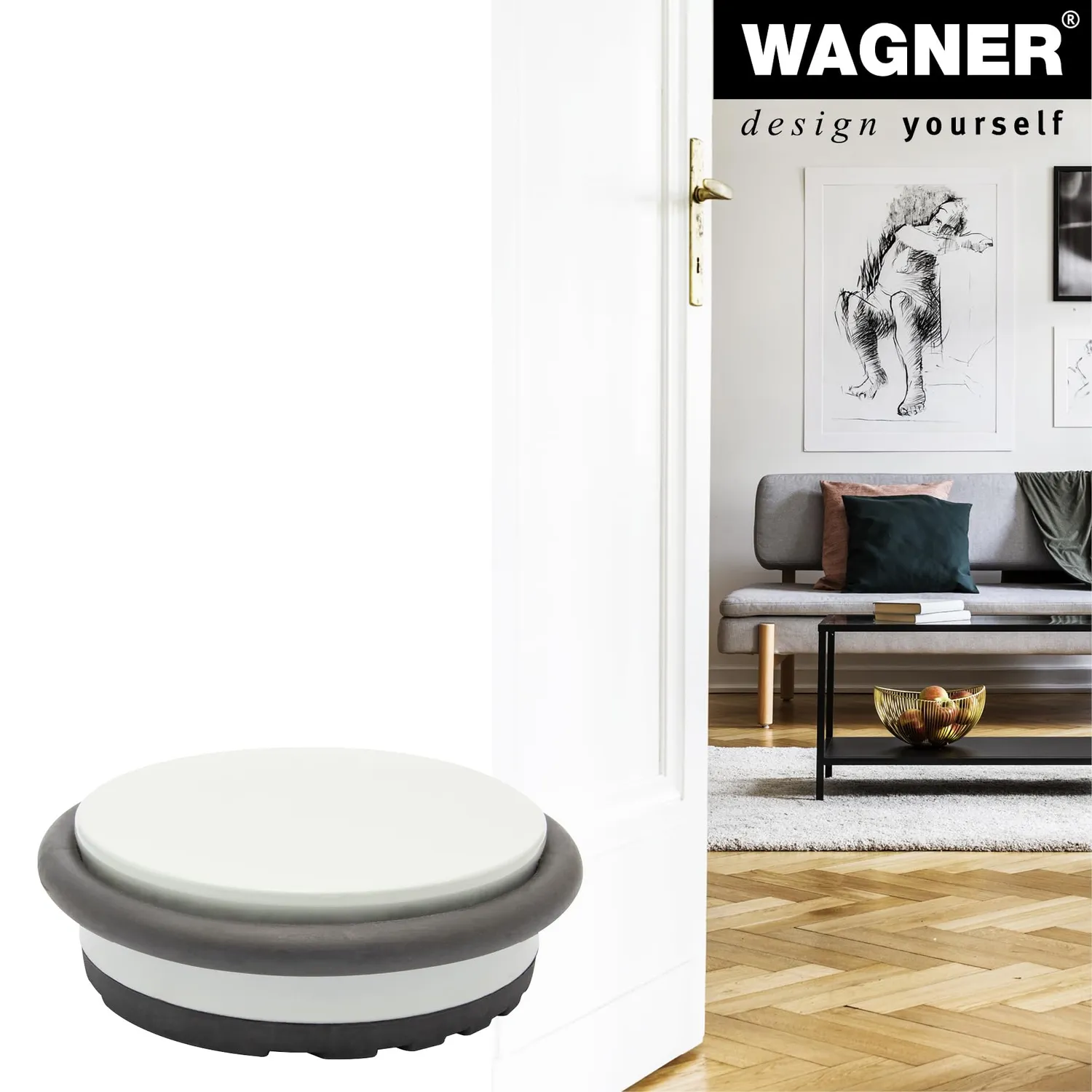 Wagner Big Disk fermaporta pavimento grigio chiaro 98 mm