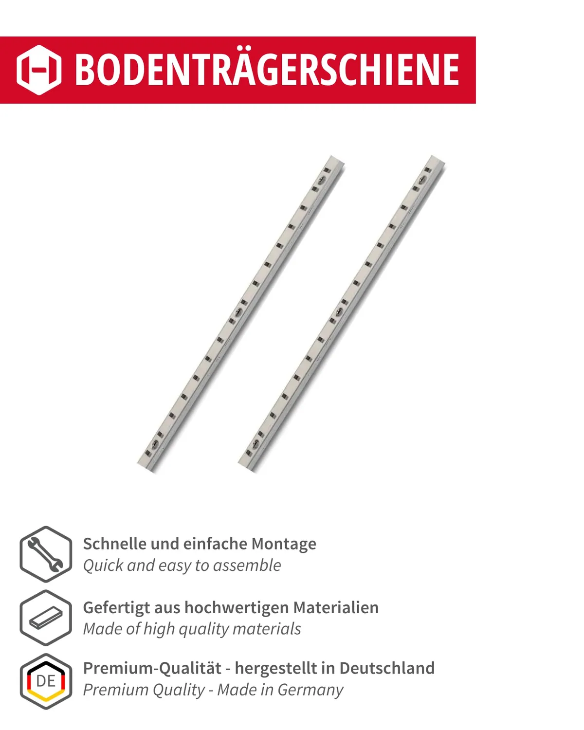 Gedotec Binario Scaffali Vari 1000 mm Nichelato 2 pz Acciaio