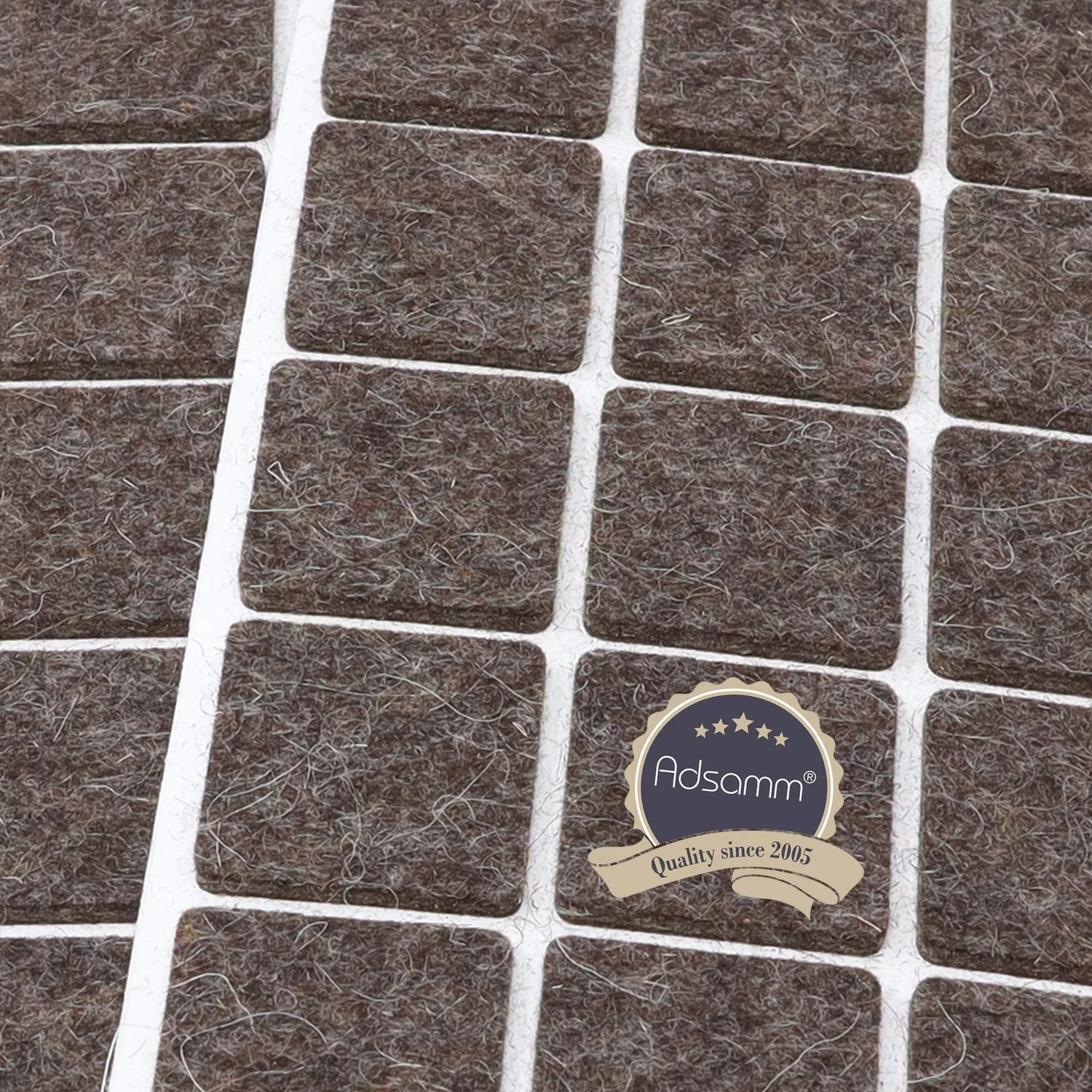 Adsamm feltrini autoadesivi 30x30 mm marroni 21 pezzi lana