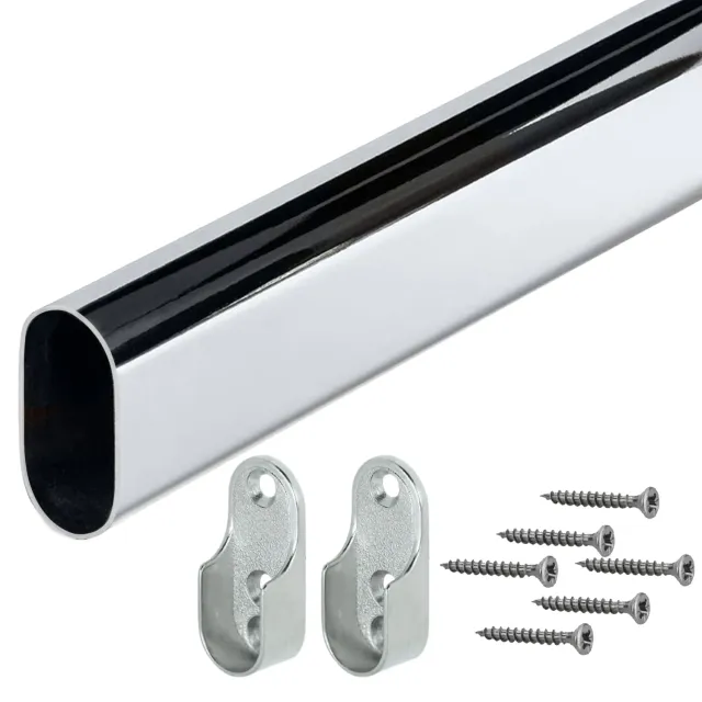 Gedotec barra appendiabiti ovale 600 mm cromo