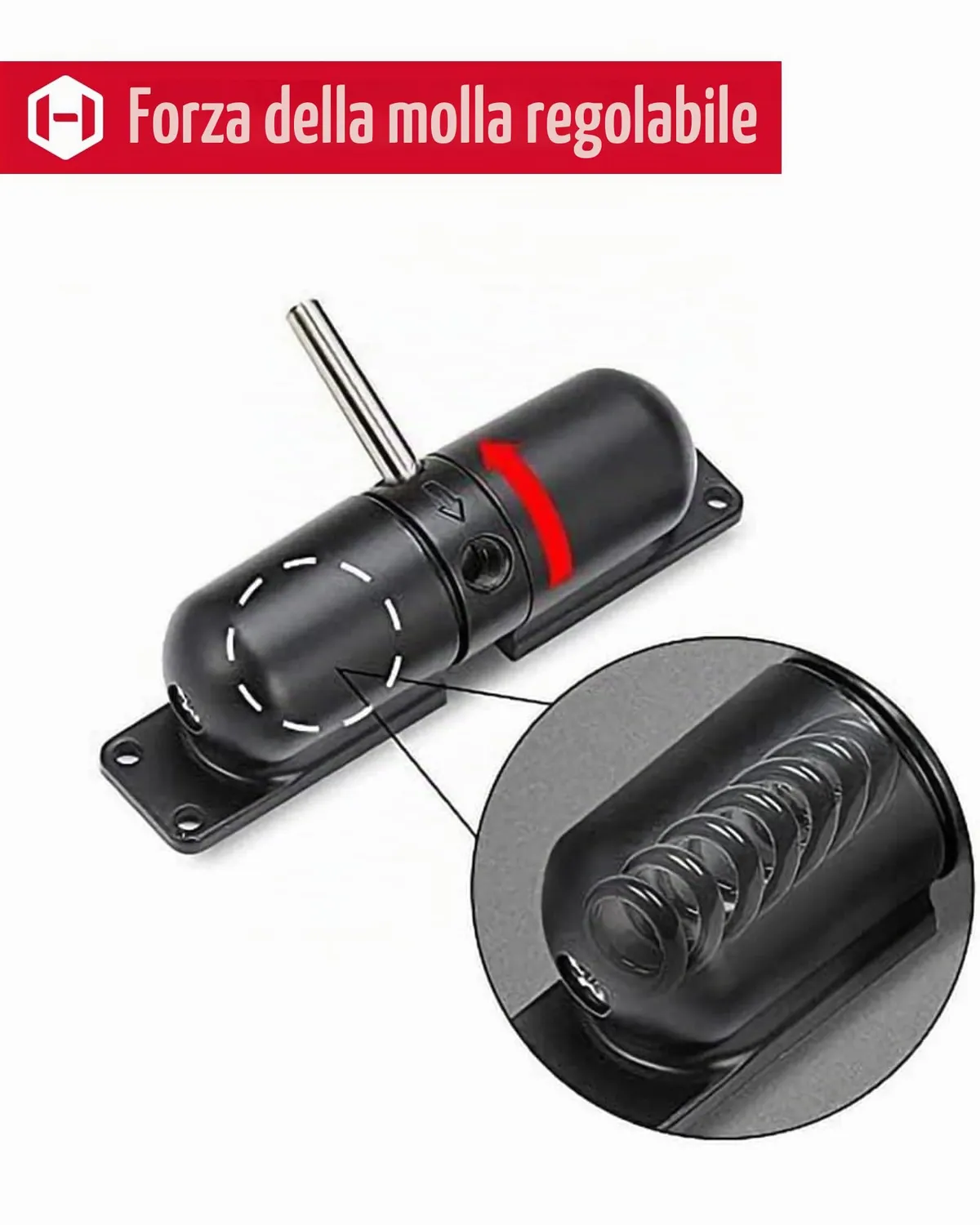 Gedotec Chiudiporta Molla Acciaio Nero 120mm 60Kg
