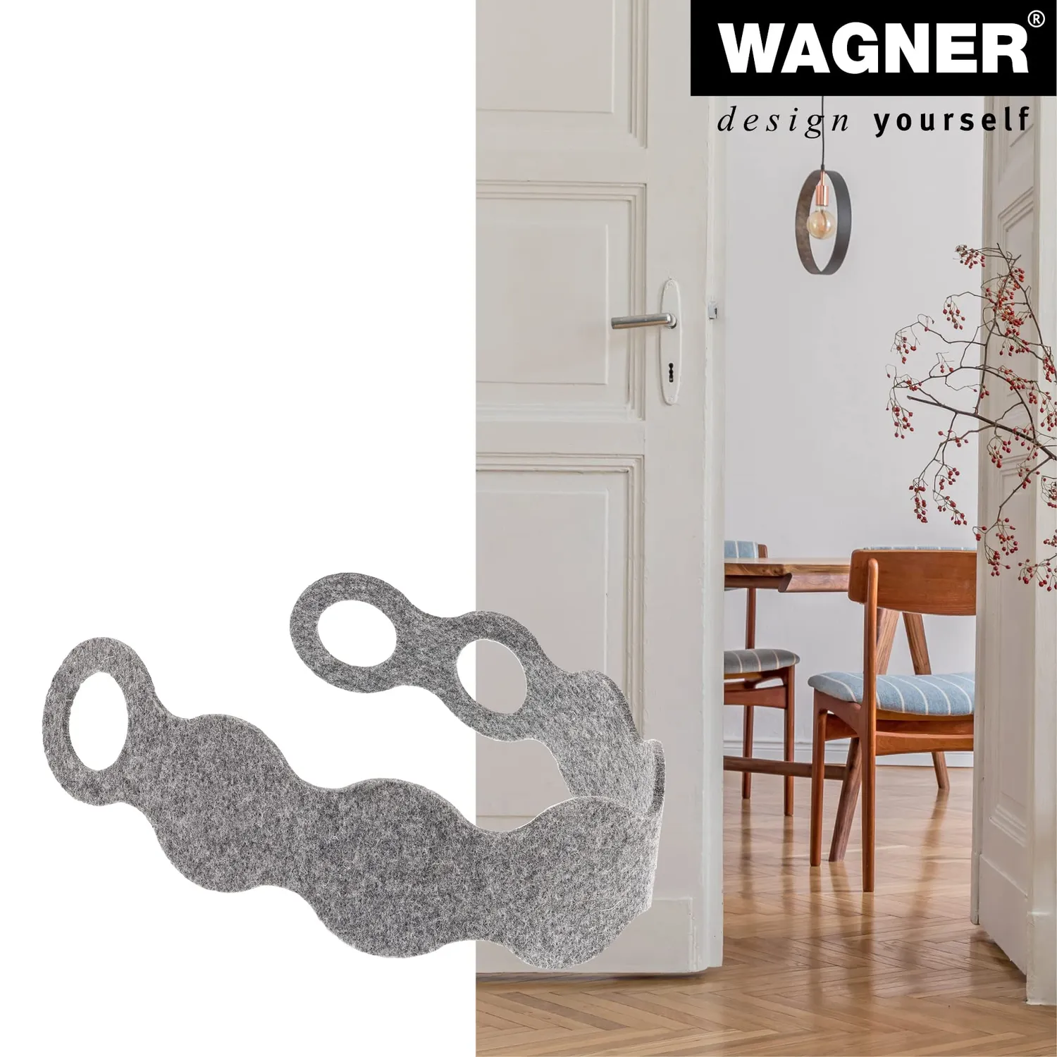Wagner EH 3019 fermaporta maniglia feltro grigio adattabile
