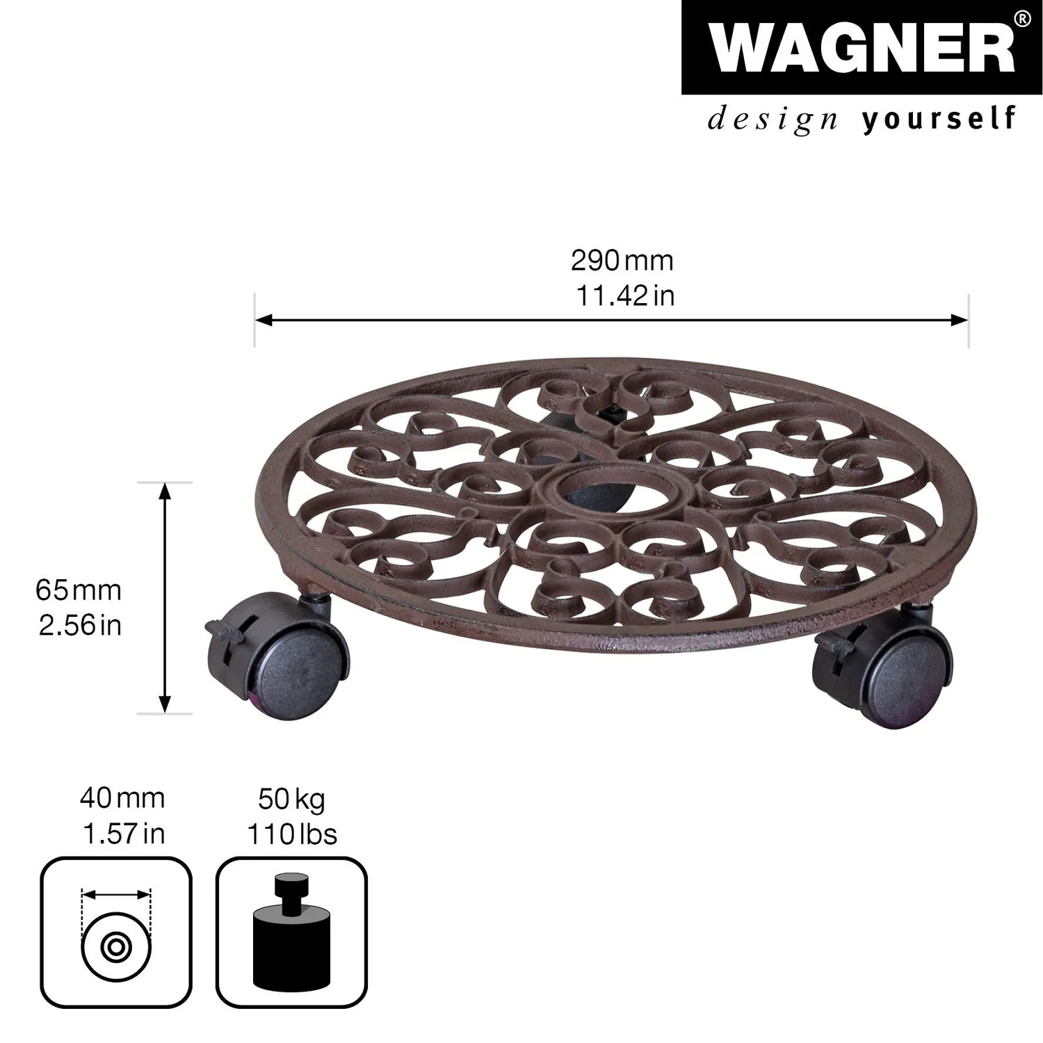 Wagner Antik 20092501 carrello piante rame Ø29 cm 50 kg