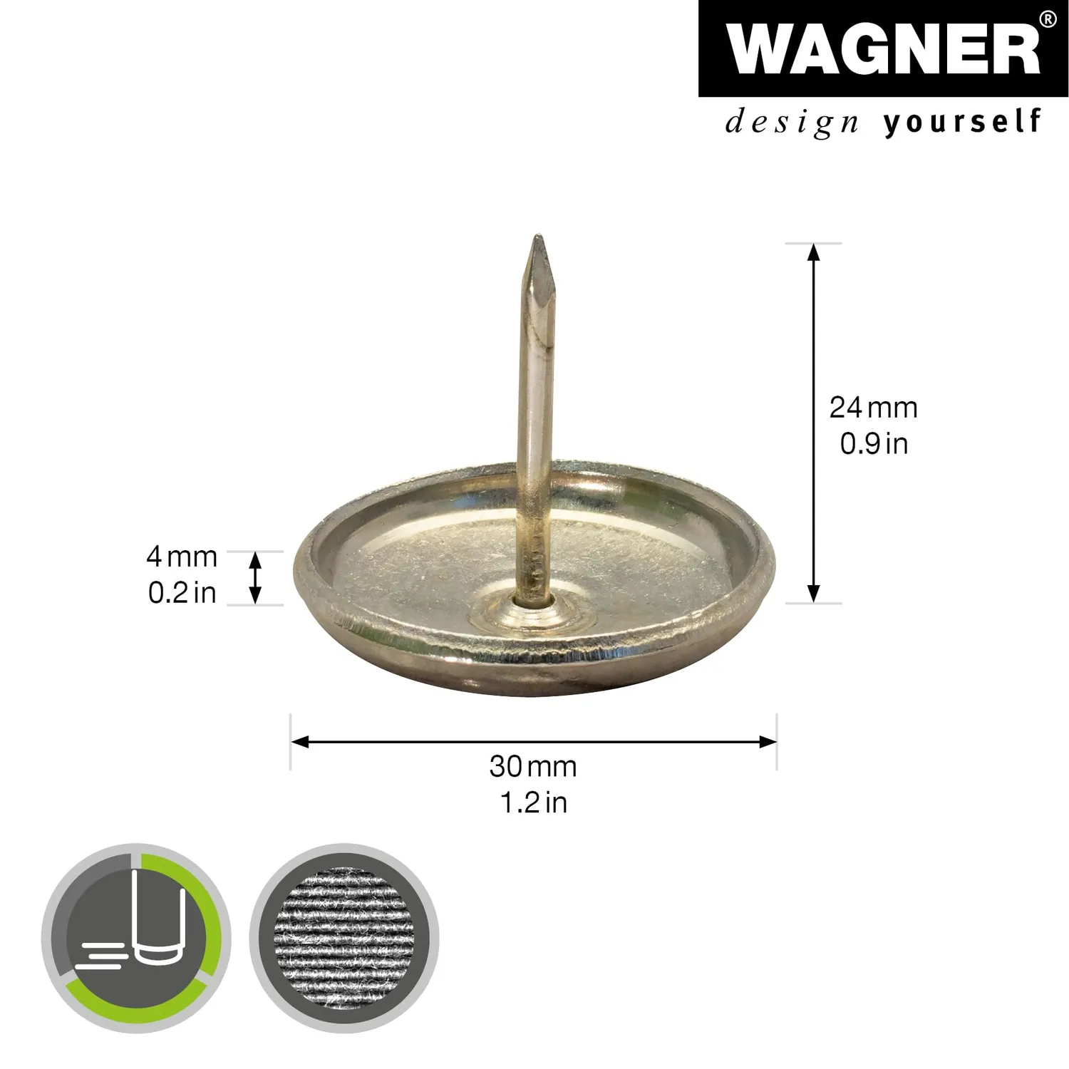 Wagner 15112999 EH 1129 pattini ottone chiodo 30 mm 4 pezzi