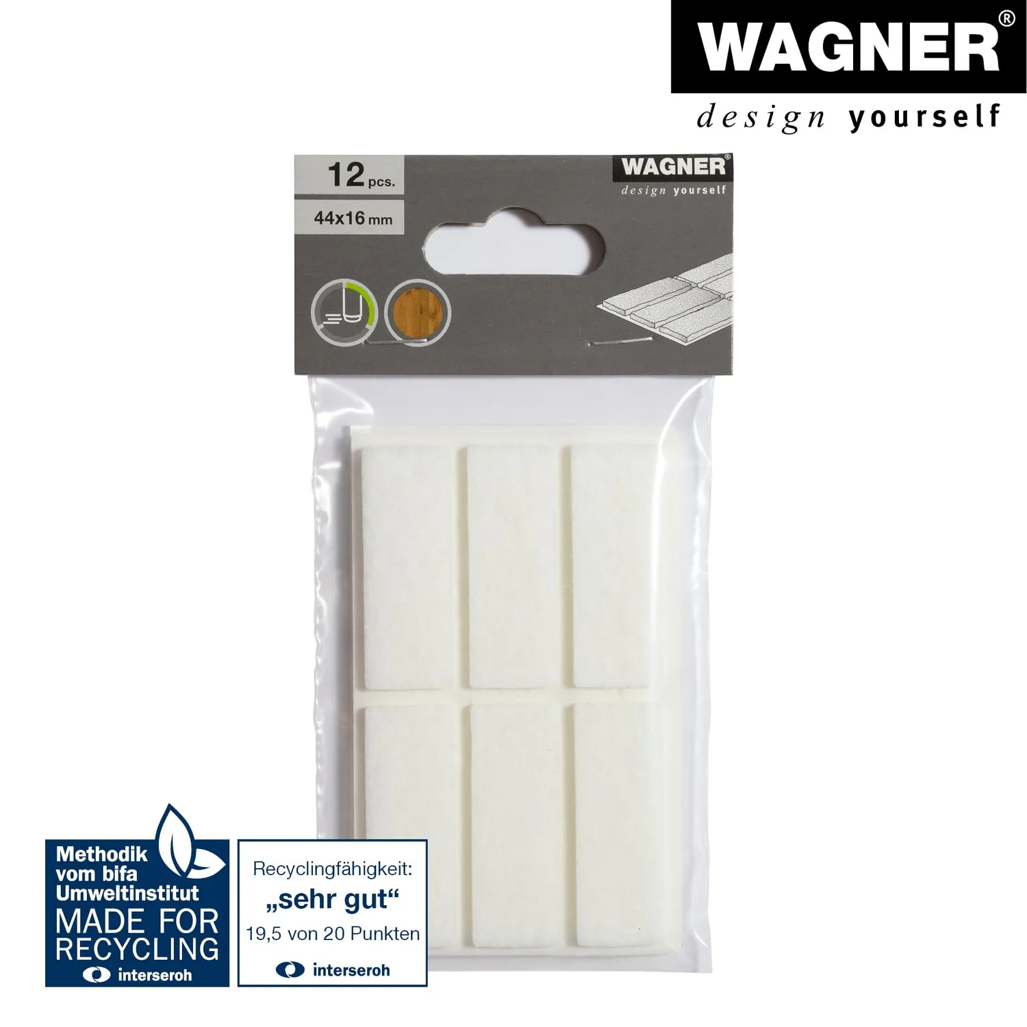 Wagner 15174499 EH 1744 feltrini 16x44 mm bianchi 12 pezzi