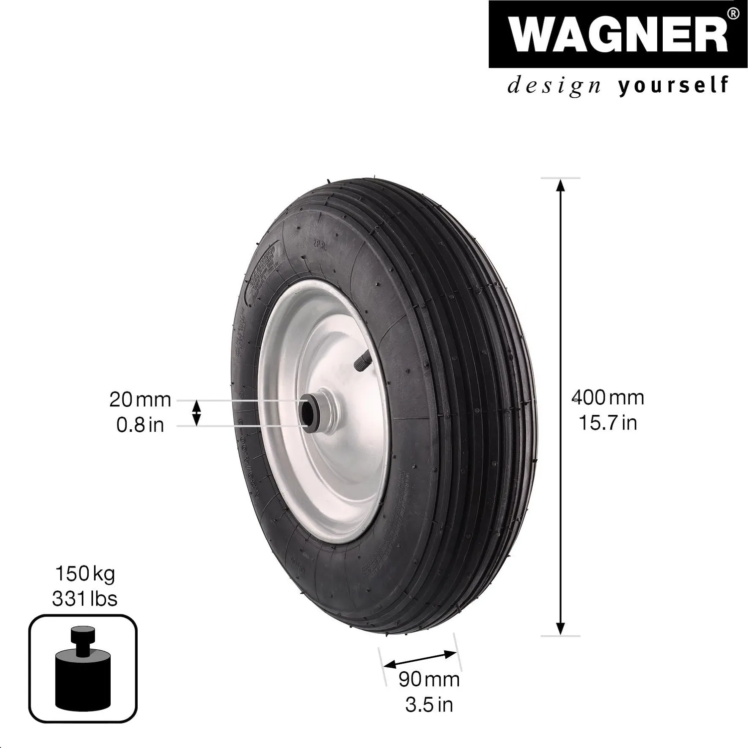 WAGNER 04940001 ruota pneumatica 400 mm rulli