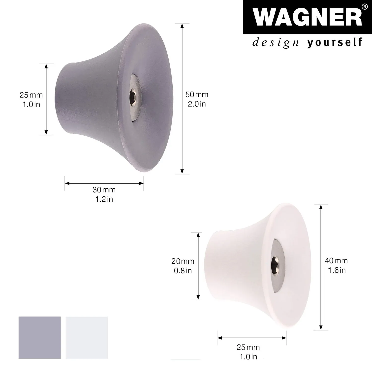 WAGNER hooks4home TULIP ganci parete set 4 pezzi grigio