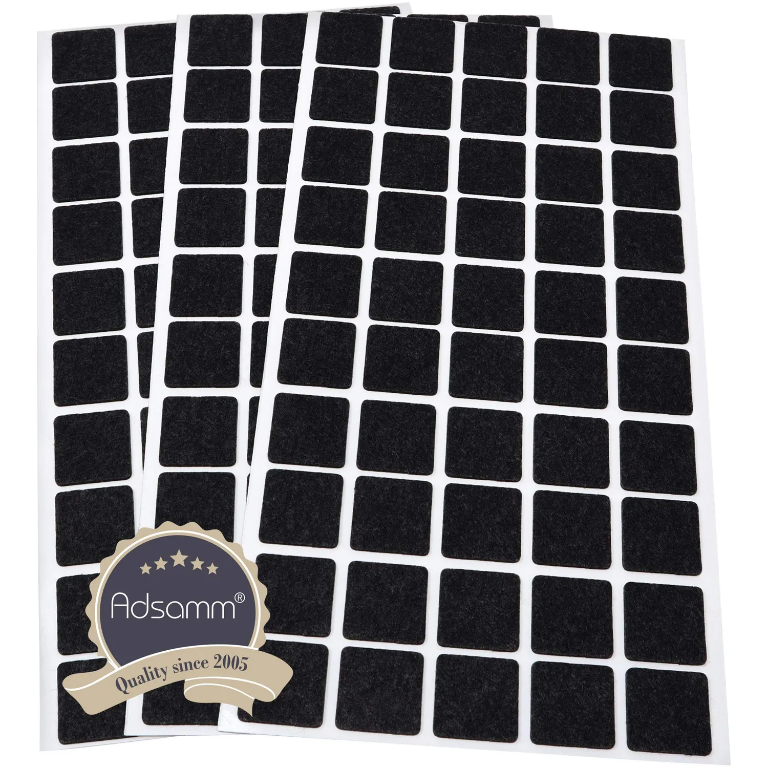 Adsamm Feltrini Autoadesivi 20x20 mm Neri 150 Pezzi Ultrasottili