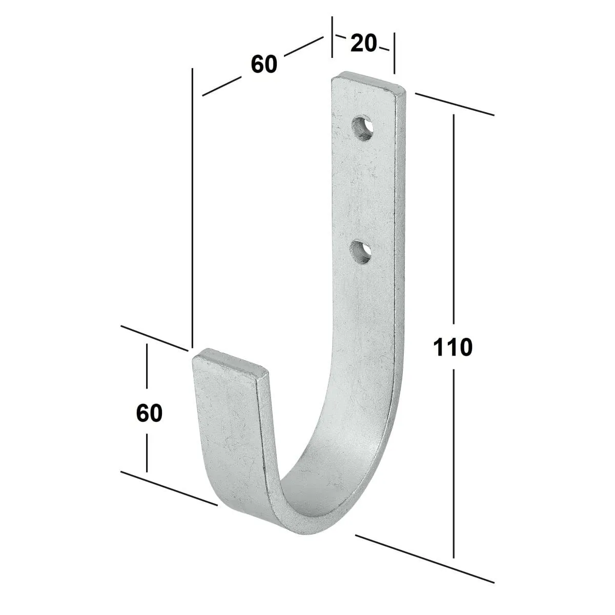 Gedotec gancio parete 70x110mm 10 pezzi acciaio 120kg