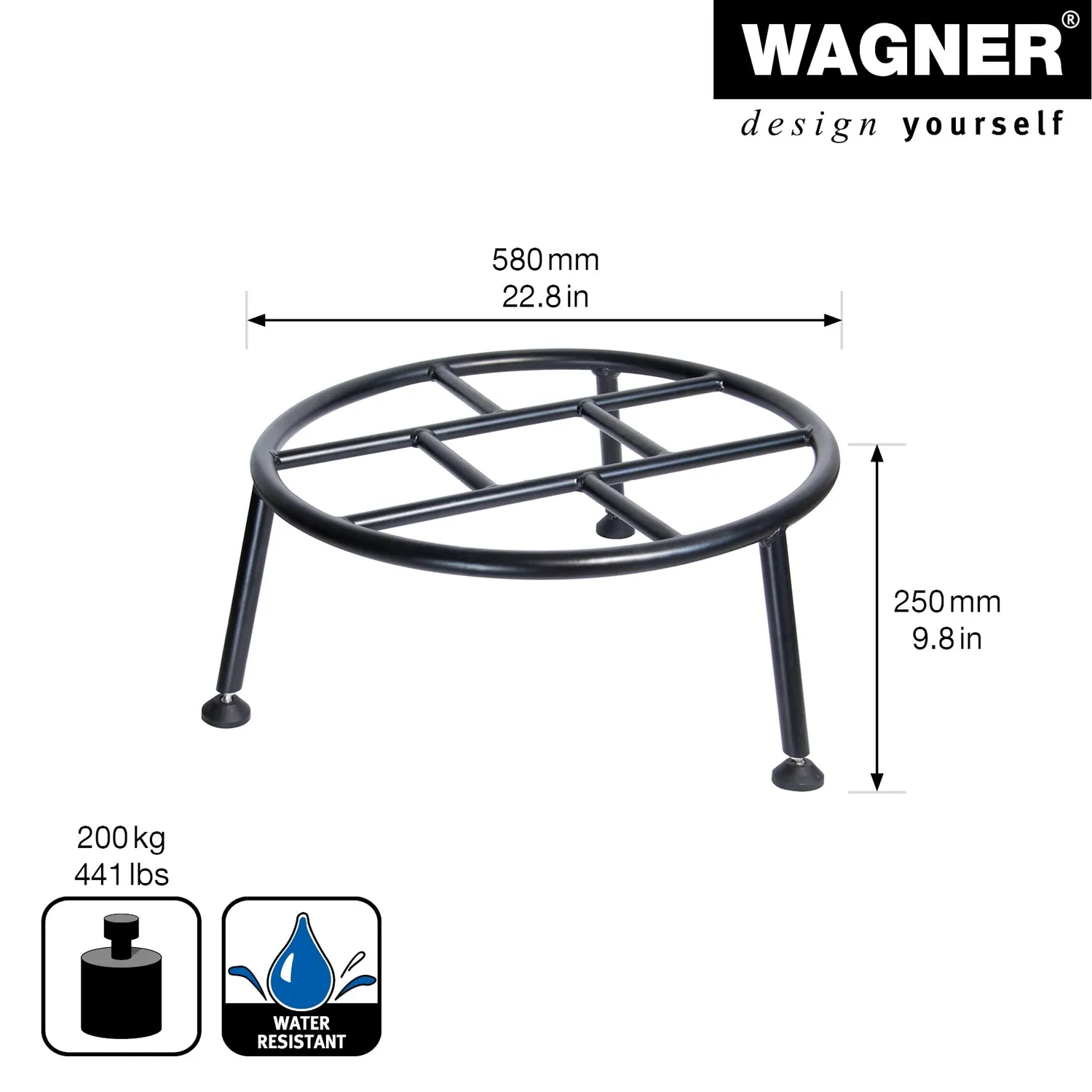 WAGNER Retro 25068201 supporto piante acciaio Ø58x25 cm nero