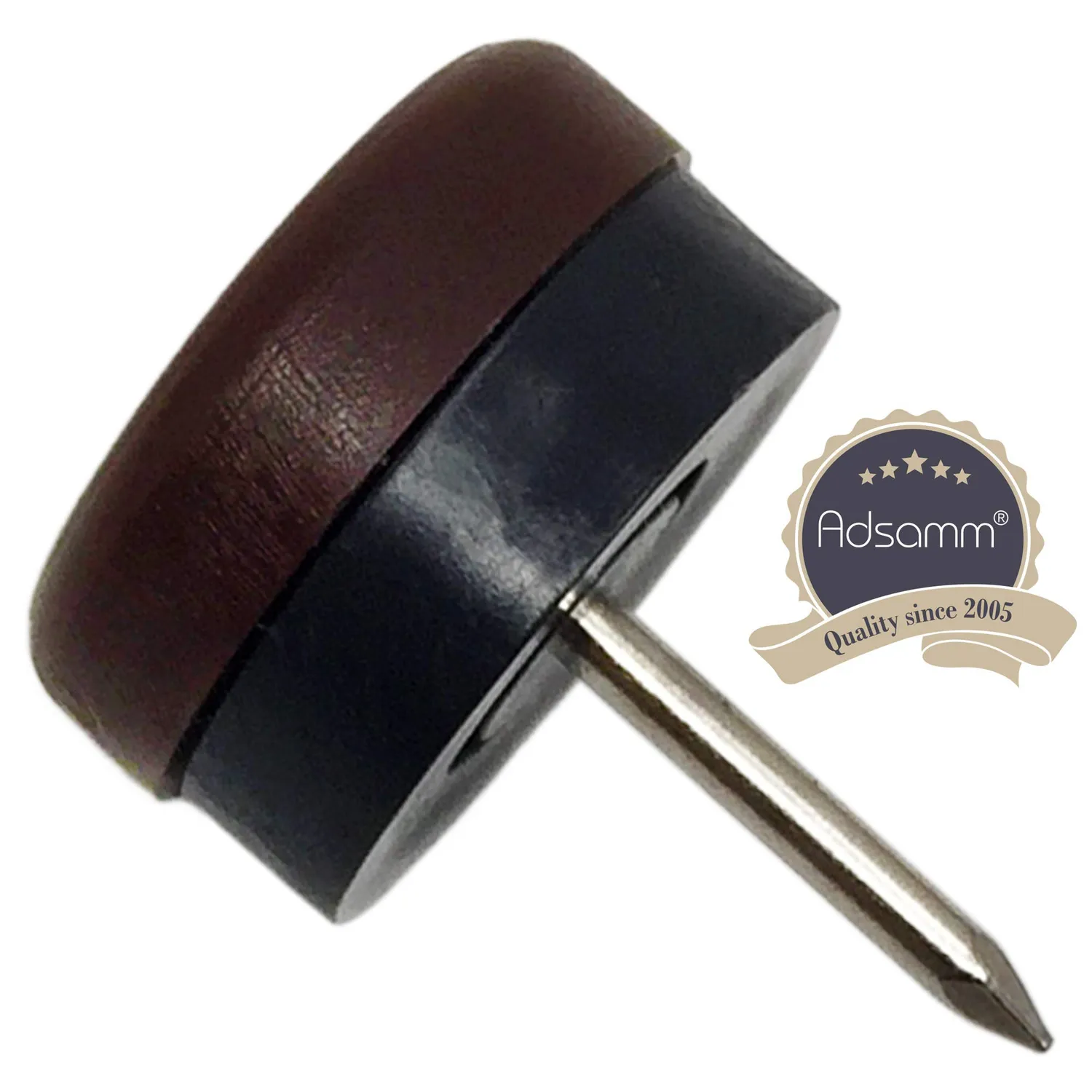 Adsamm pattini plastica con chiodo 20 mm marroni 100 pezzi scorrevoli