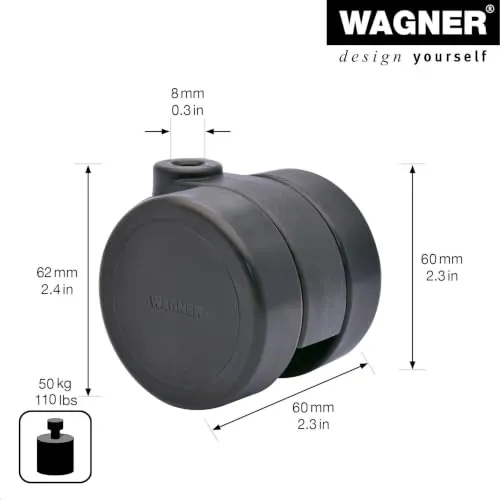 Wagner Design RO0079 rullo mobili doppio duro 60 mm