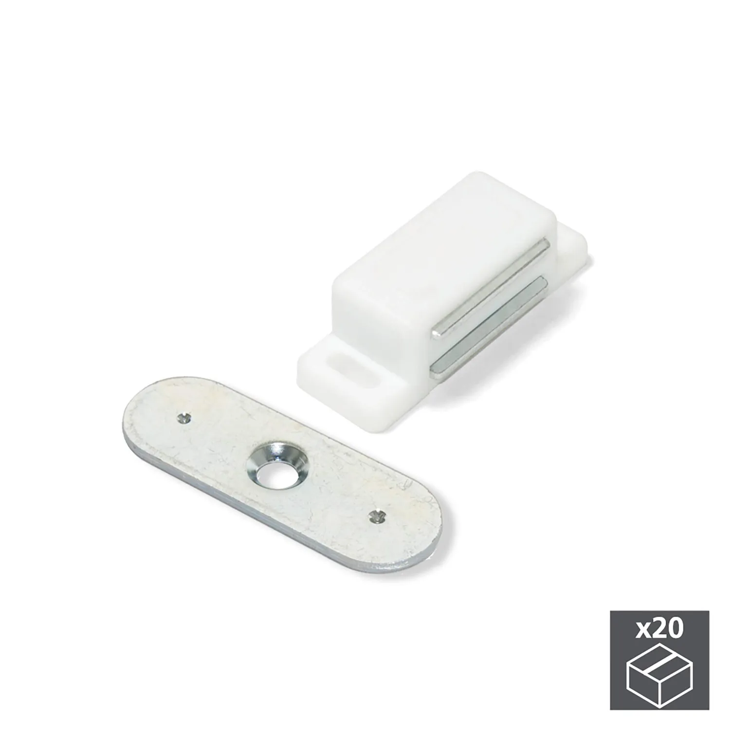 Emuca Chiusura Magnetica Bianca 3,2 kg Set 20 Pezzi