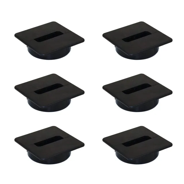 Emuca passacavo quadrato incasso 94x94mm nero 6 pezzi