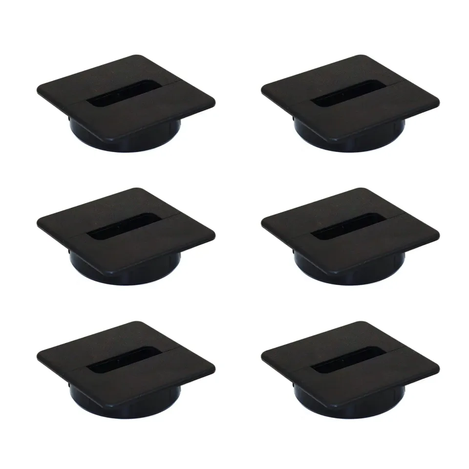 Emuca passacavo quadrato incasso 94x94mm nero 6 pezzi