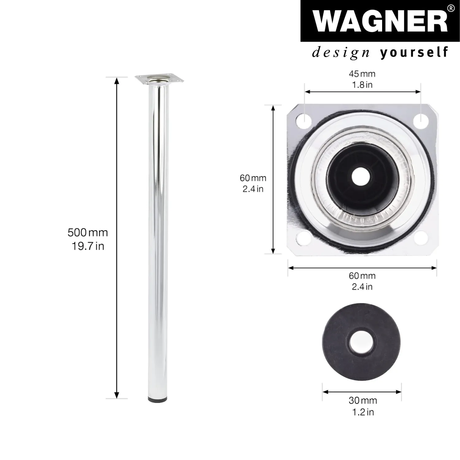 Wagner Classic ST 1550 gamba tavolo 700 mm cromata