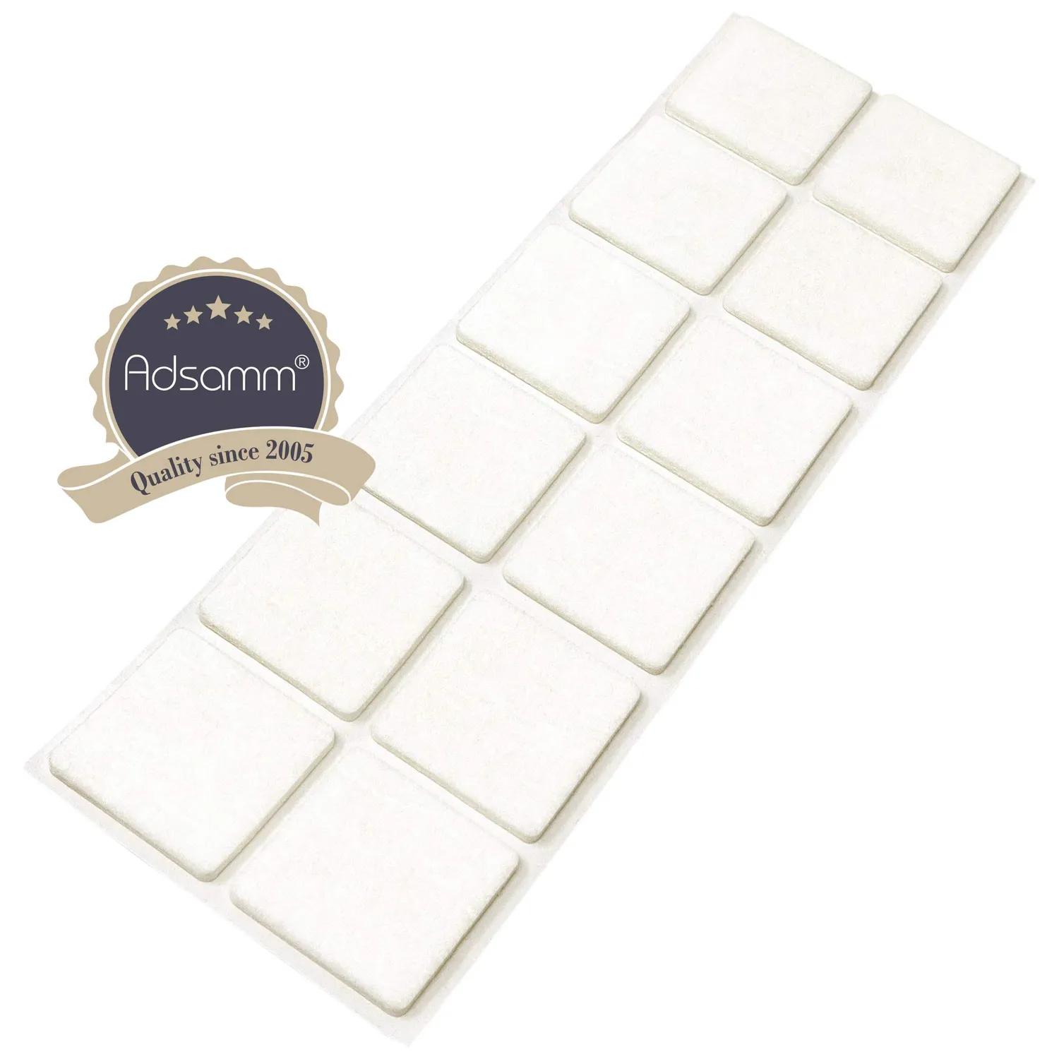 Adsamm feltrini autoadesivi quadrati 35x35 mm bianchi 12 pz