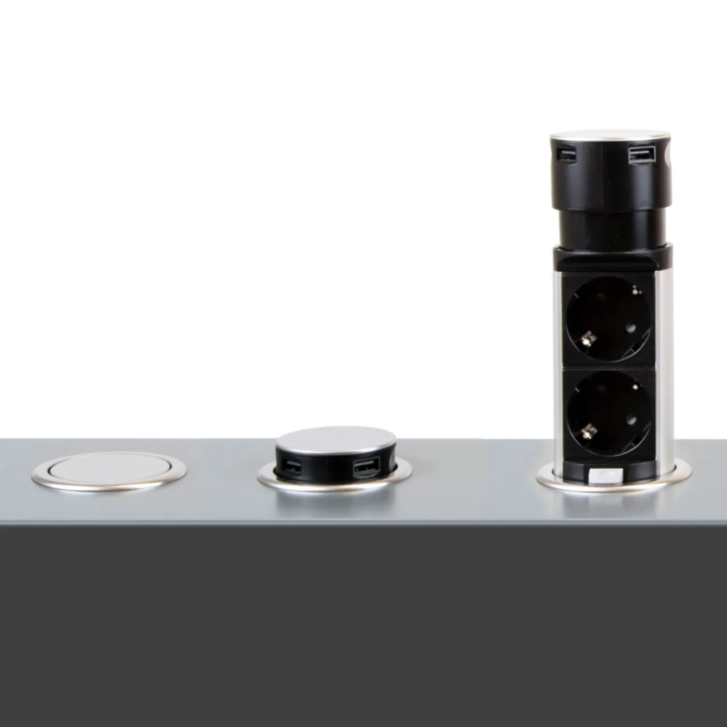 Emuca Torretta Multipresa Scomparsa 2 Schuko+2 USB Push