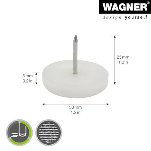 Wagner EH 0929 pattini plastica da inchiodare 4 pezzi Ø30 mm