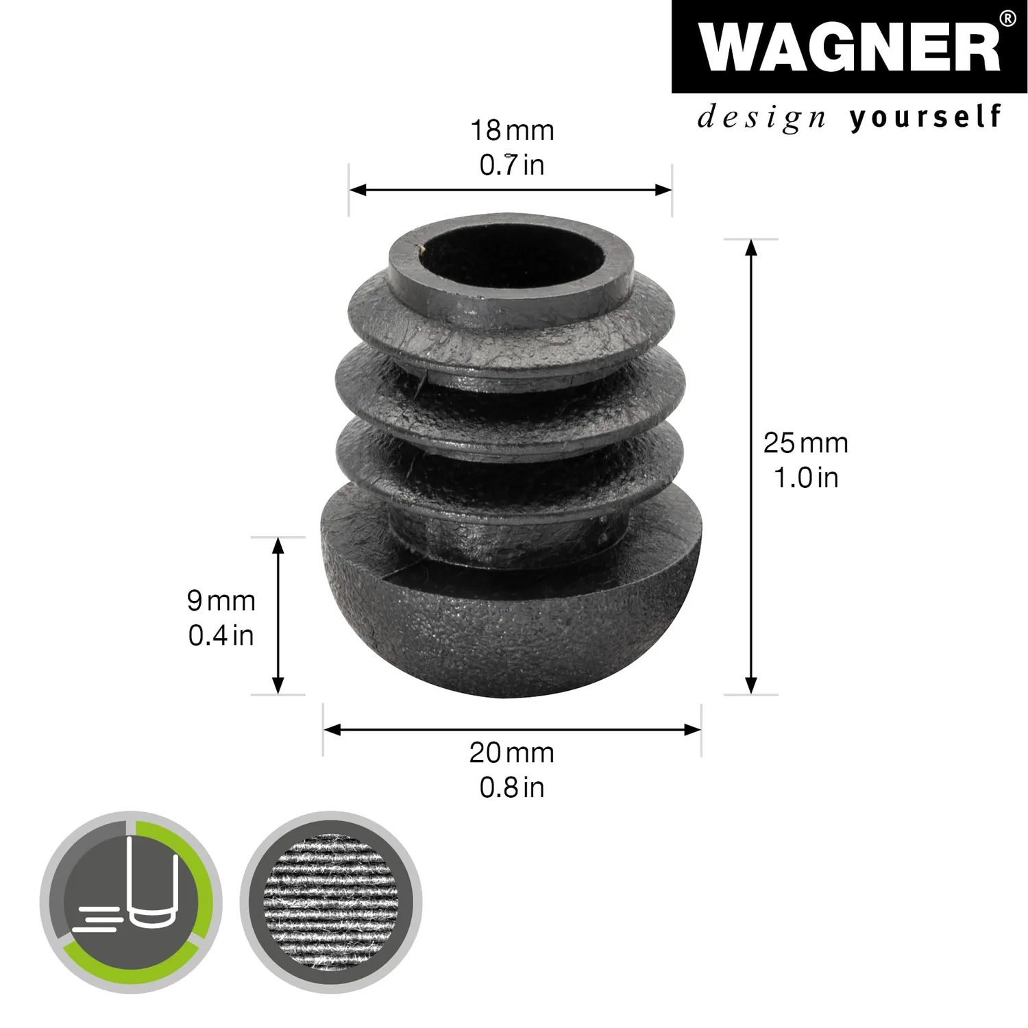 Wagner 15005299 tappi tubi acciaio Ø18/20 mm 4 pezzi