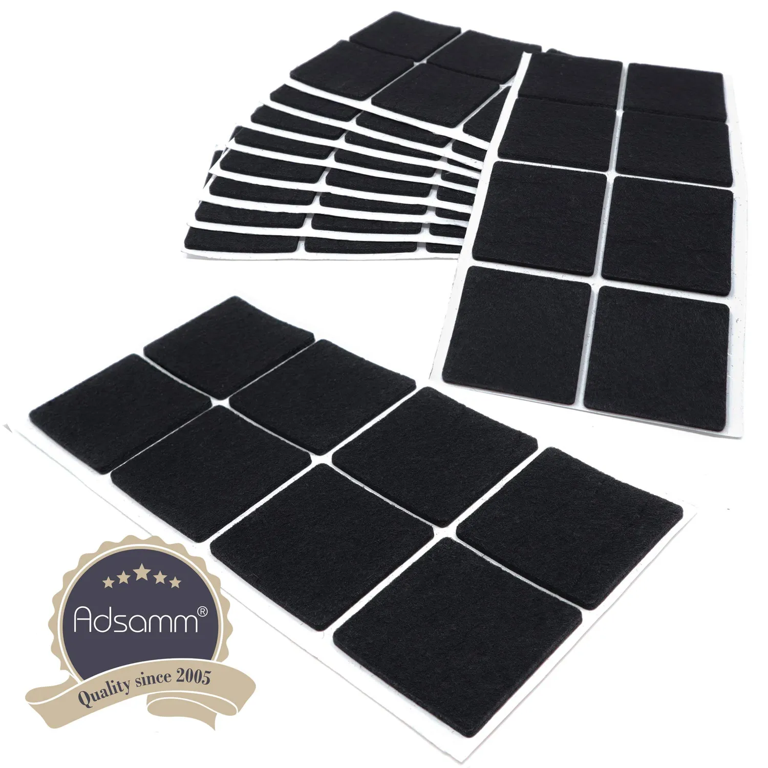 Adsamm feltrini autoadesivi quadrati 50x50 mm neri 80 pezzi 3,5 mm
