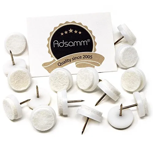 Adsamm feltrini con chiodo bianchi 16 pezzi Ø 20 mm base feltro