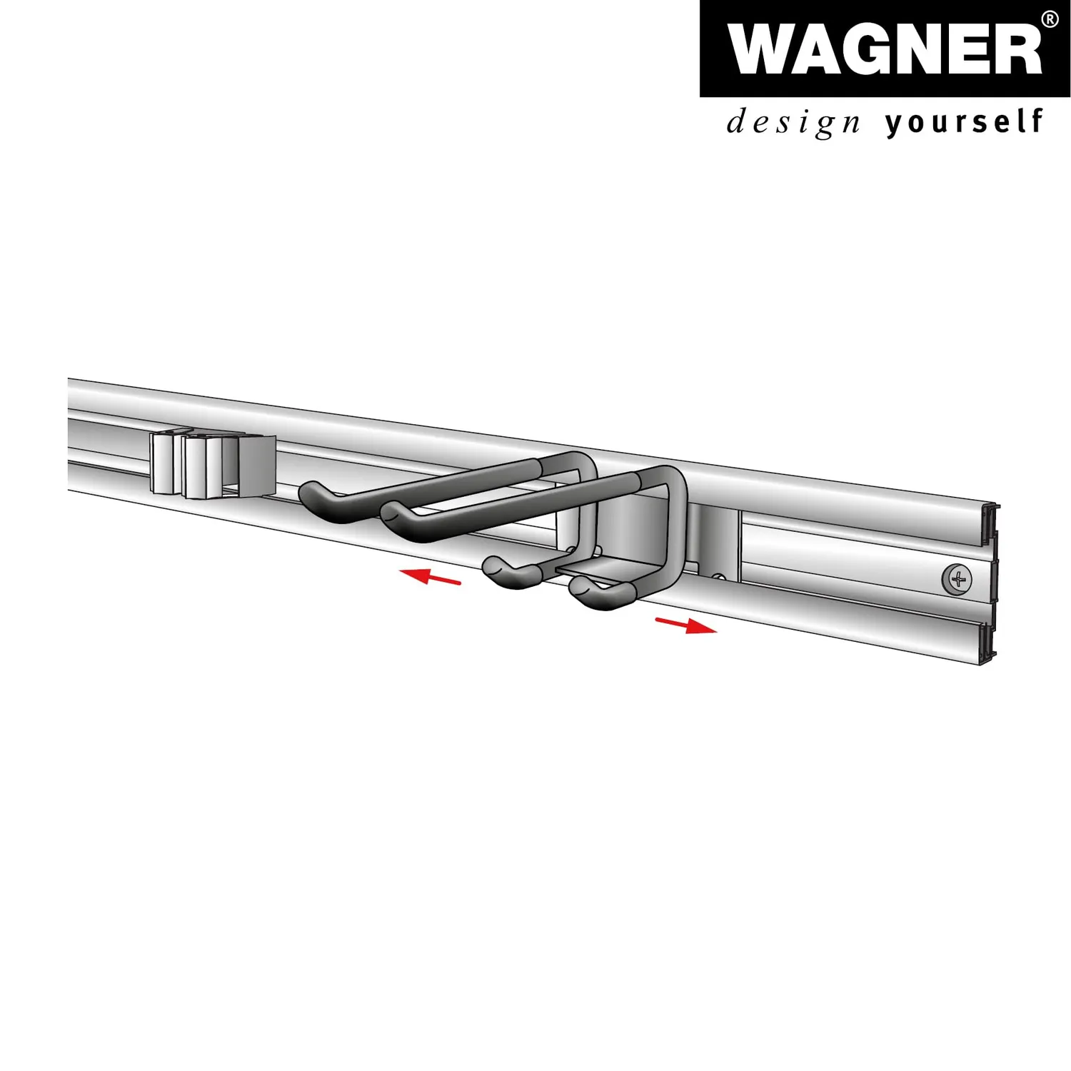 Wagner hooks4tools Double gancio doppio 125x80x45 mm nero