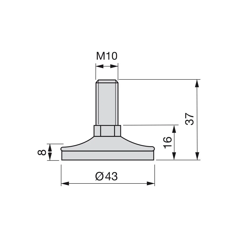 Emuca 2020764 Piedino Regolabile M10 Set 10 Pezzi Cromato