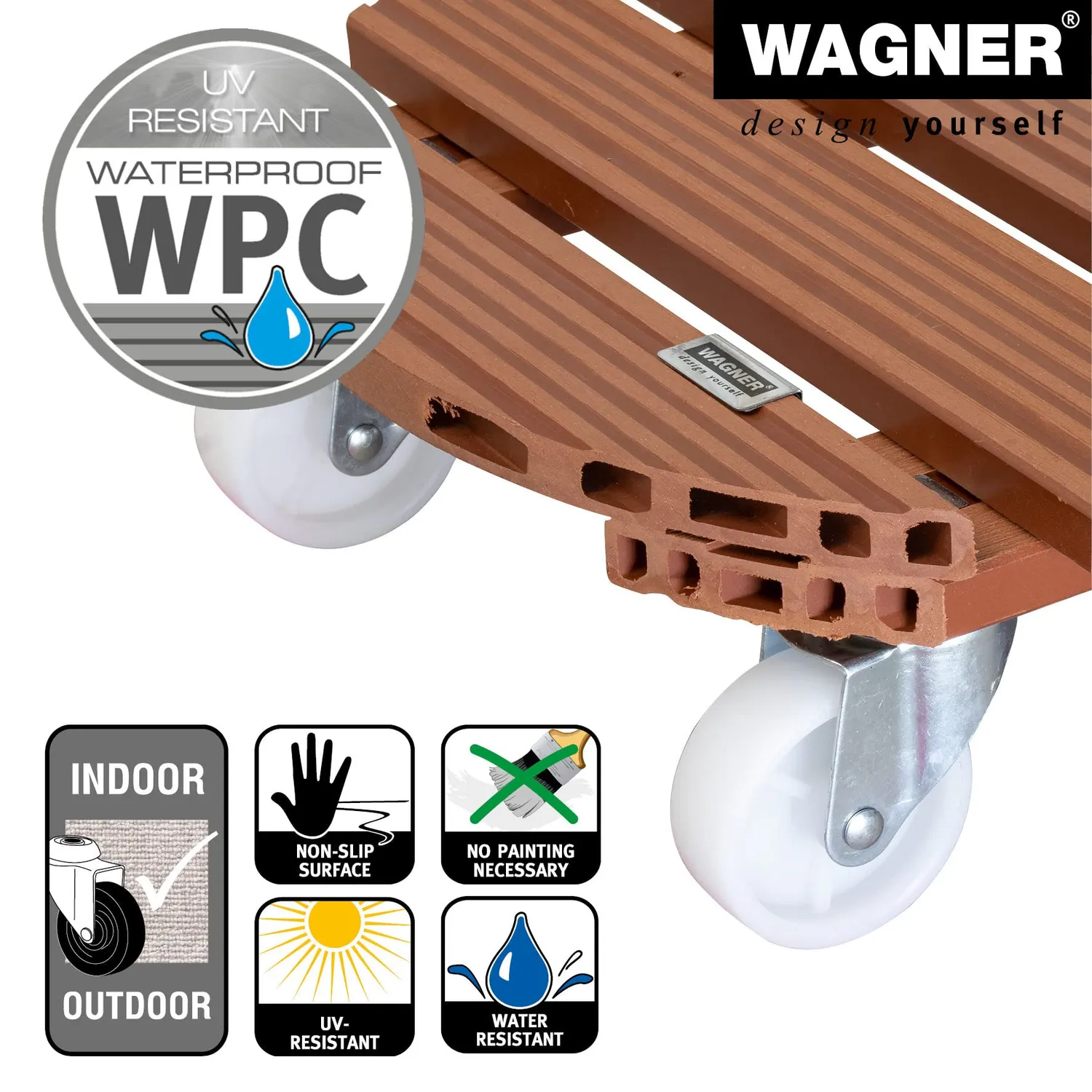 Wagner Carrello Piante Tondo Ø 38,5 cm Terracotta 150 kg