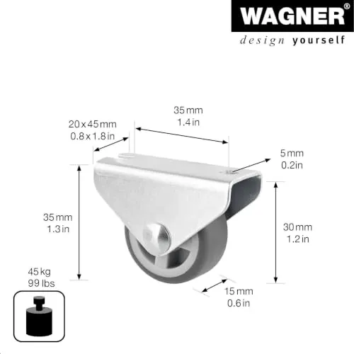 Wagner Design 02075620 rotelle fisse 30 mm 20 pezzi