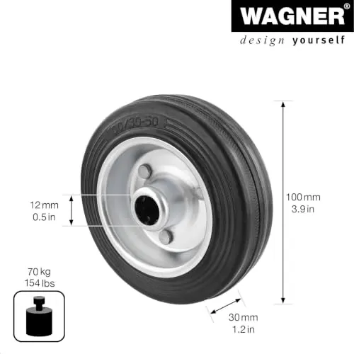 Wagner RO 9104 ruota di ricambio Ø100 mm gomma piena 70 kg