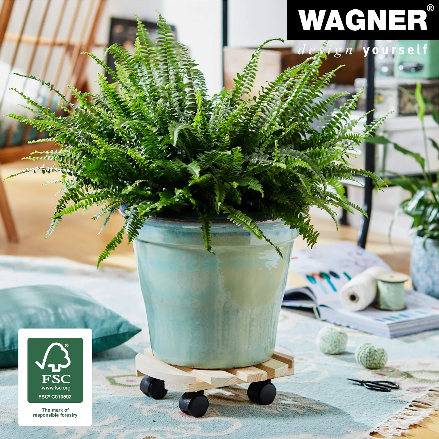 Wagner Paletti 20001801 Sottovaso Legno Ø30 cm Ruote 100 kg