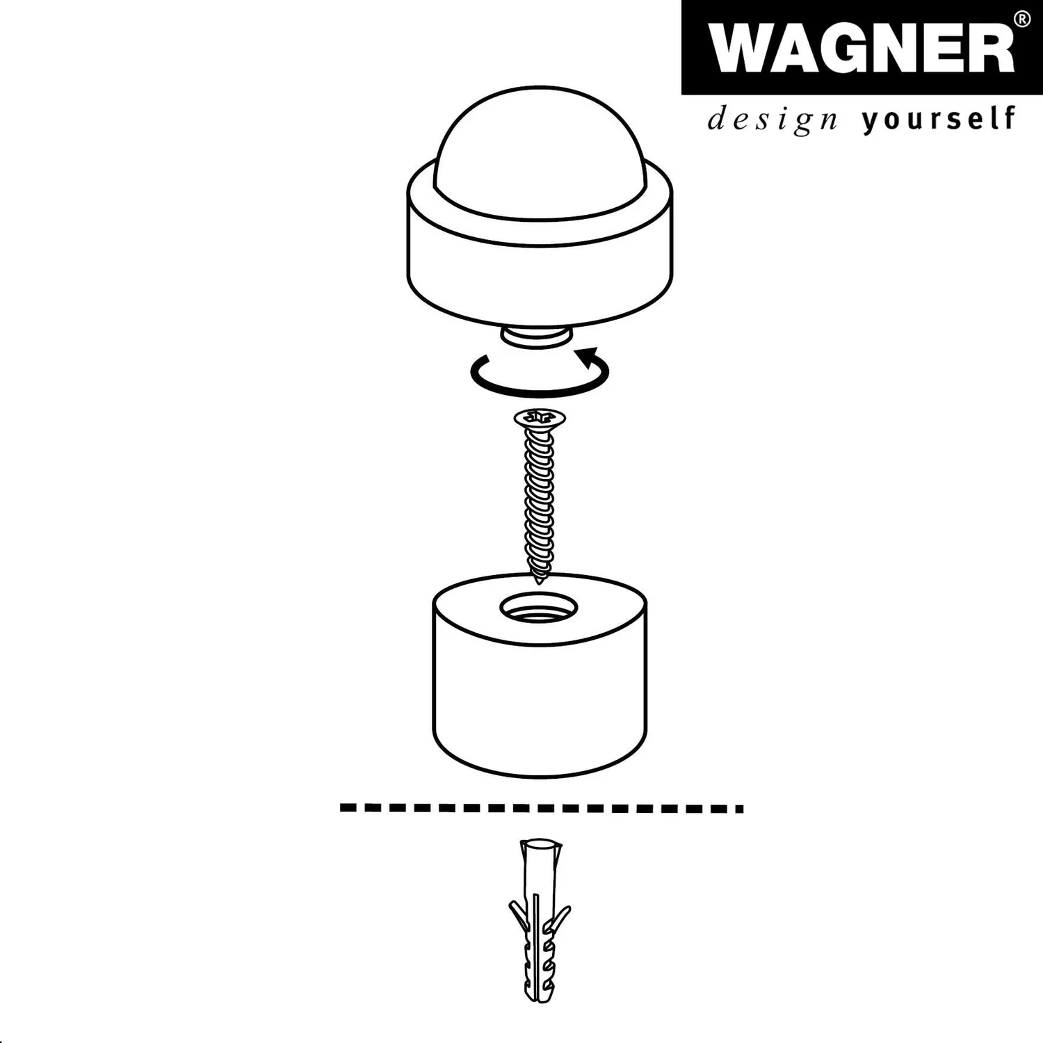 Wagner DOM 15517411 fermaporta metallo nero avvitare