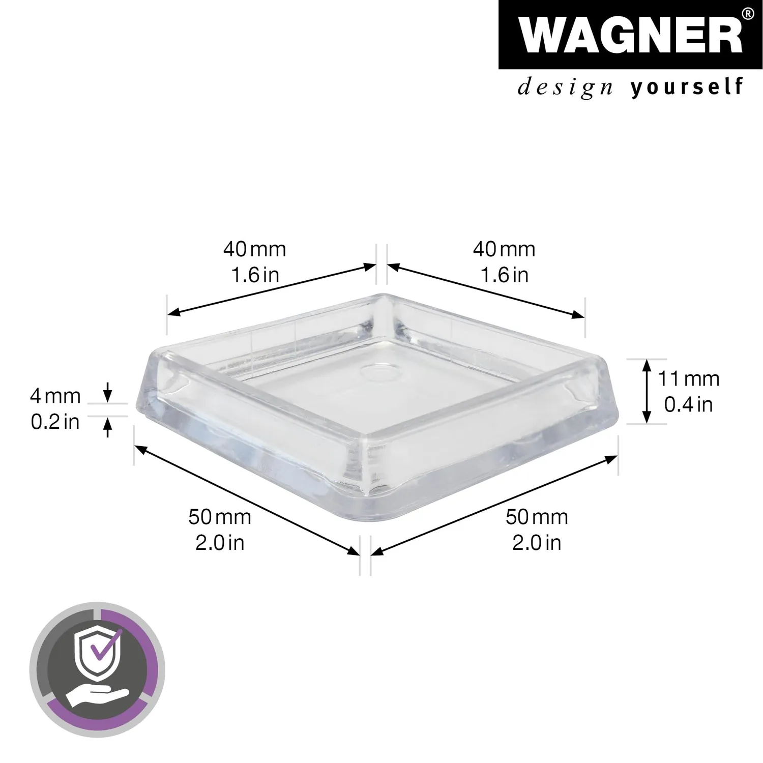Wagner EH 0340 sottobicchieri mobili 4 pezzi trasparenti plastica