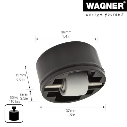 Wagner RO 7034 inserto a rullo Ø15 mm nero 50 kg 1 pezzo
