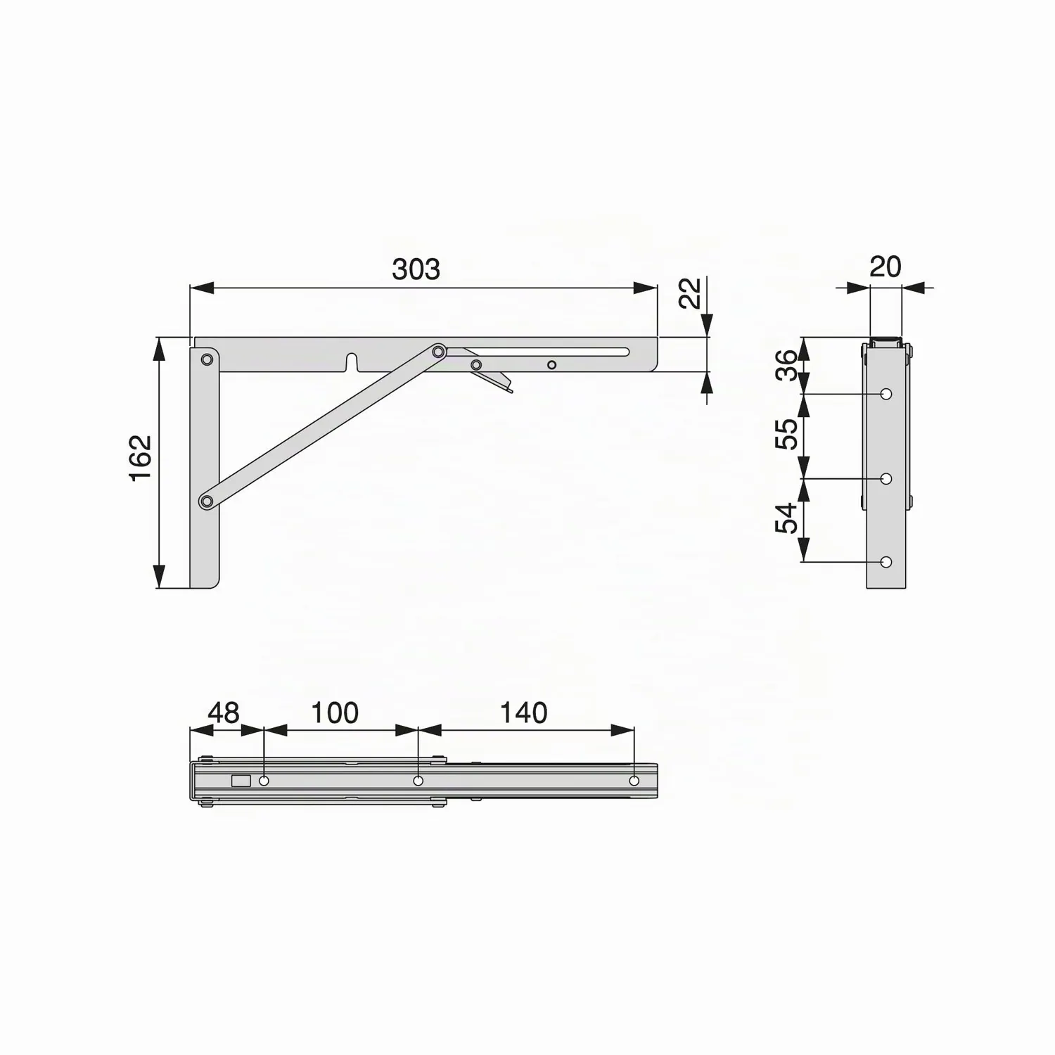 Emuca reggipiani pieghevoli 303 mm neri set 2 pezzi 50 kg