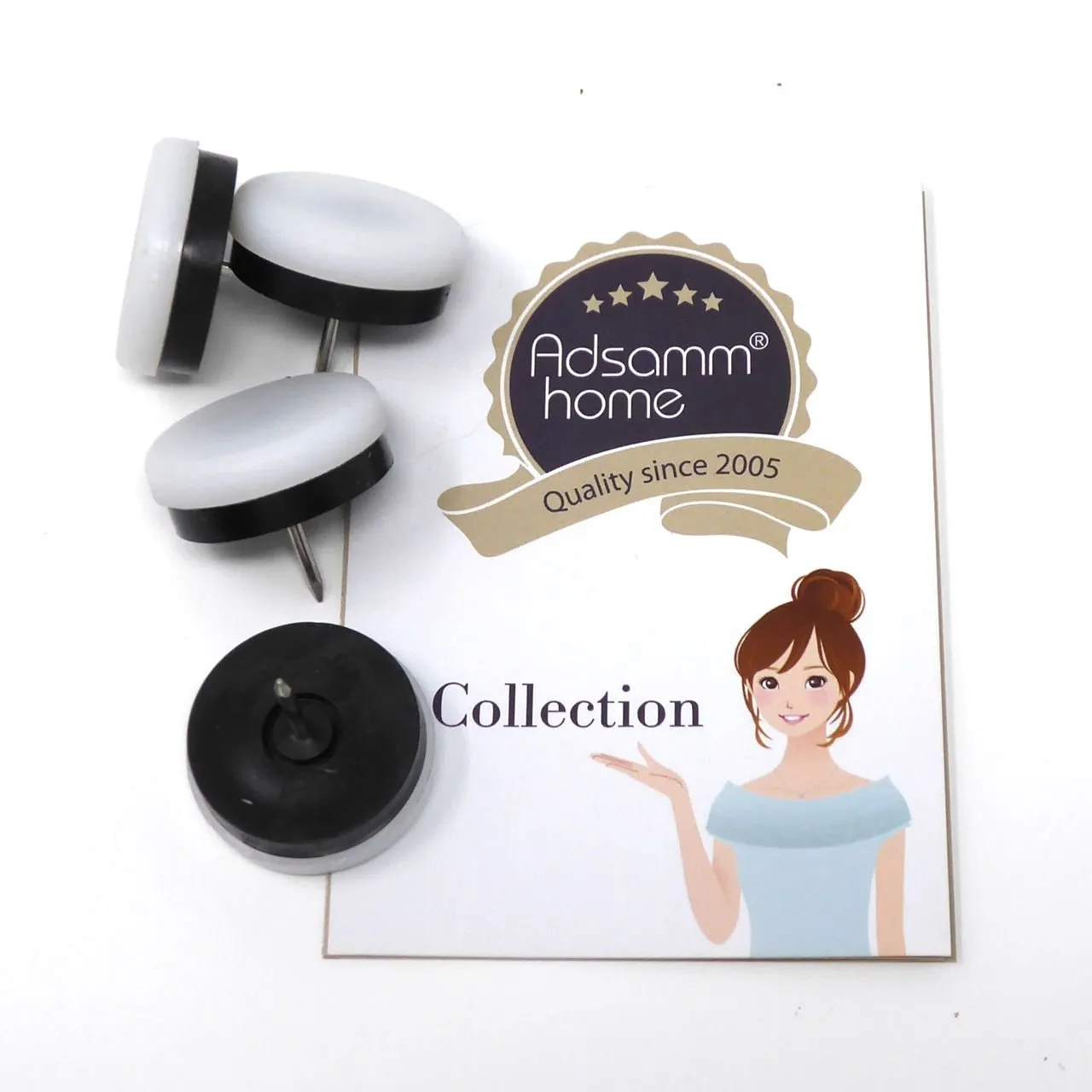 Adsamm Piedini Plastica con Chiodo Ammortizzanti Bianchi 30 mm 4 Pezzi