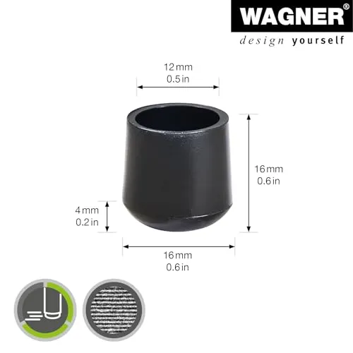Wagner EH 0612 tappi tubo acciaio Ø12/16 mm neri 4 pz plastica