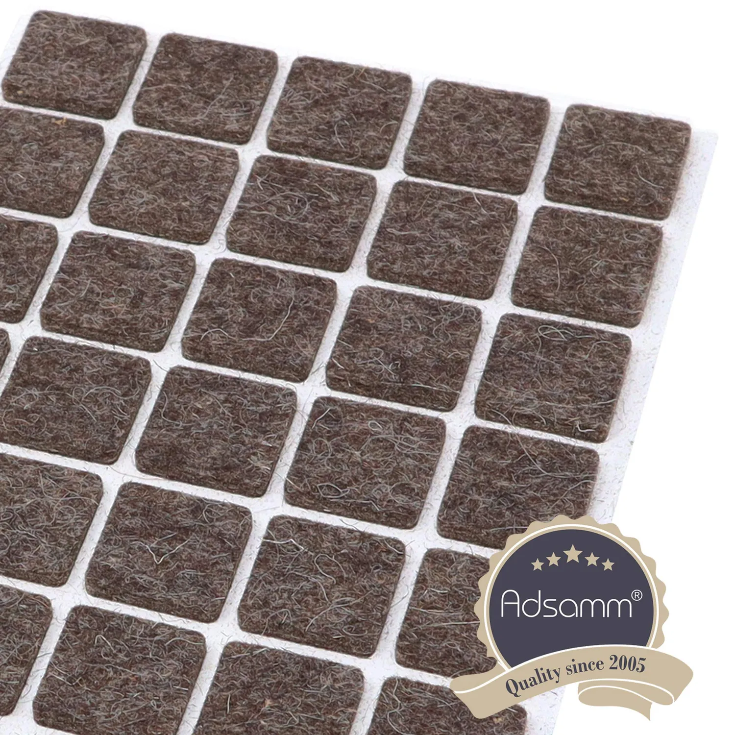 Adsamm feltrini autoadesivi quadrati 20x20 mm marroni 50 pezzi lana