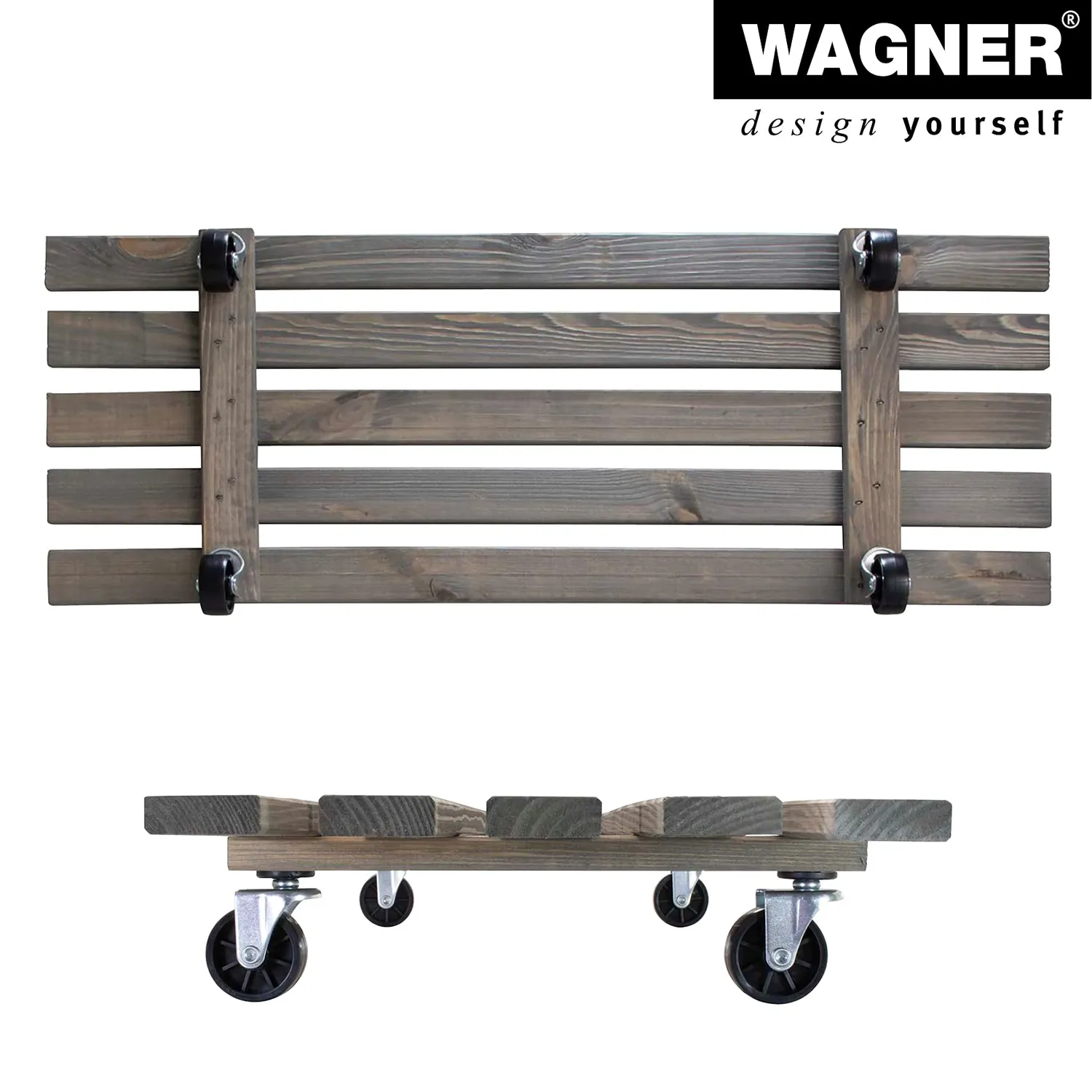 Wagner Double carrello piante legno 79x29 cm grigio portata 150 kg